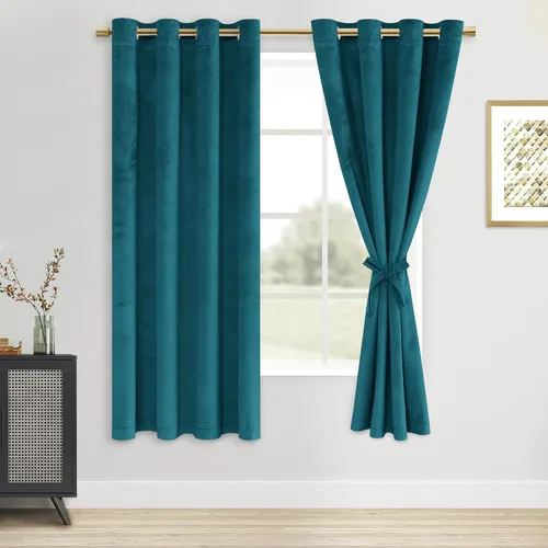 Vista 91 de DWCN - Juego de 2 paneles de cortina de terciopelo con ojales negros, tratamiento de ventanas con aislamiento térmico, apilables, decoración moderna