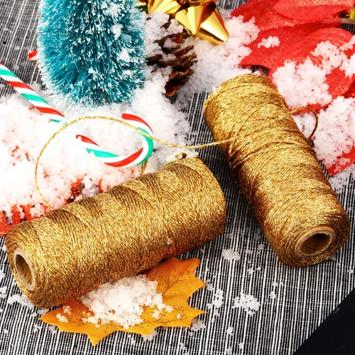 Vista 6 de Pangda 2 Rollos 200 Metros Cordel de Navidad Metálico para Panaderos, Cordel Decorativo para Envolver Regalos, Cordel para Manualidades, Cordel