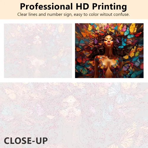 Vista 3 de Rebotipy Pintura por números, pintura de niña mariposa por números para adultos principiantes pintura sobre lienzo DIY encantadora niña pintura por