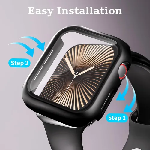 Vista 4 de [Paquete de 16] Funda rígida de policarbonato con protector de pantalla compatible con Apple Watch Series 4/5/6/SE de 1.575 pulgadas, borde
