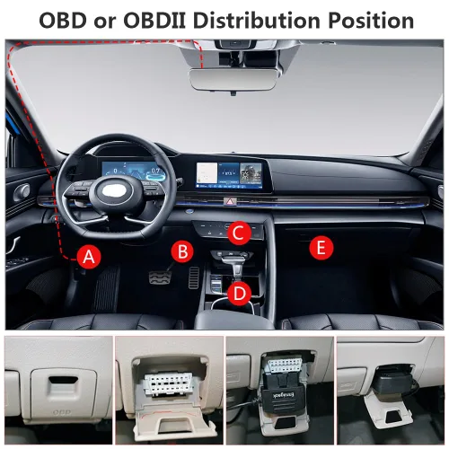Vista 5 de Cable de alimentación OBD2 para cámara de salpicadero 24 horas de vigilancia/modo Acc con botón de interruptor, cable de carga OBDII de 12-26 V a 5