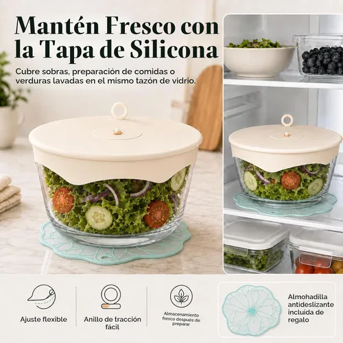 Vista 5 de Ensalada de vidrio Spinner 3.2 cuartos de galón, pequeño hilandero Blanco