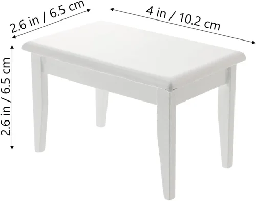 Vista 7 de Beaupretty Muebles de casa de muñecas Mesa y sillas de madera en miniatura para casa de muñecas Mini accesorios de comedor (blanco)