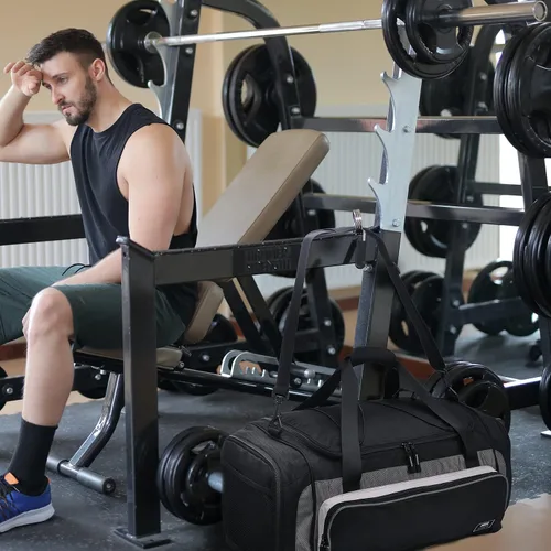 Vista 7 de MIER Bolsa de lona grande para hombre, bolsa de gimnasio con compartimento para zapatos, 60L