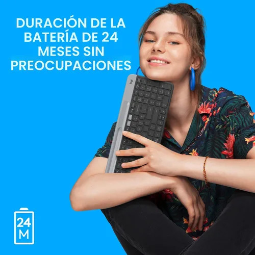 Vista 7 de Logitech K585 Teclado inalámbrico delgado multidispositivo, base integrada para dispositivo; para laptop, tableta, escritorio, teléfono inteligente