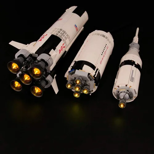 Vista 5 de LIGHTAILING - Juego de luces para (Ideas NASA Apollo Saturn V) modelo de bloques de construcción, kit de luz LED compatible con Lego 21309