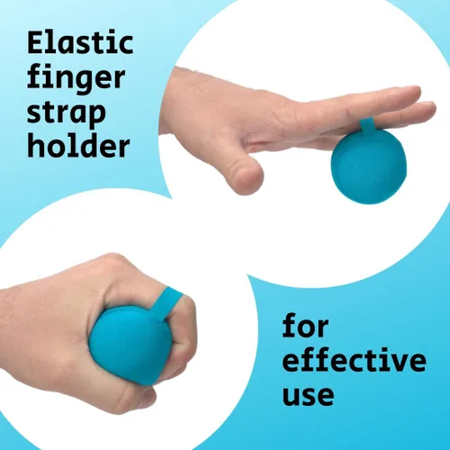 Vista 8 de Pelota de Estrés Yogi con Correa de Agarre para Dedos, Bola de Apretar para Alivio de la Ansiedad y Terapia de Manos, Entrenador de Fuerza de Agarre