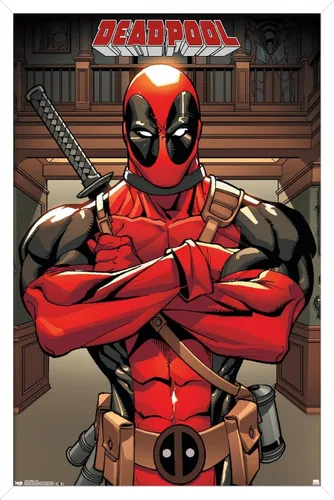 Vista 14 de Trends International Marvel Comics Deadpool - Póster de pared de postura, 14.725 x 22.375 pulgadas, versión enmarcada de madera de granero