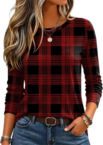 Vista 25 de Zeagoo Paquete de 3 camisetas de manga larga para mujer, estilo casual, suave, cuello redondo, básicas, ropa de otoño Z Rayas Azul 273