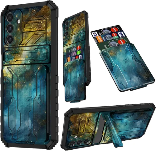 Vista 45 de Funda para Samsung A13 5G, Galaxy A13 5G con tarjetero desmontable atril resistente a prueba de golpes funda protectora para Samsung Galaxy A13 Gato