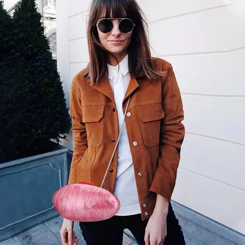Vista 7 de Gets Monederos y bolsos de acrílico para mujer, con forma de concha, bolso cruzado con cadena, bolso de mano para boda y noche