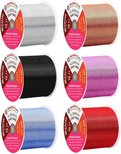 Vista 148 de Mandala Crafts - Alambre de aluminio anodizado de calibre 22 para hacer joyas - 137.2 m de alambre flexible surtido y coloreado - Doble para bonsái