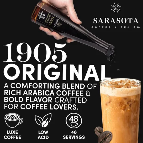 Vista 8 de Concentrado de Café 1905 – Café Gourmet de Filtro Frío, 100% Natural y Bajo en Ácido, Líquido Premium para Café Instantáneo Caliente y Helado
