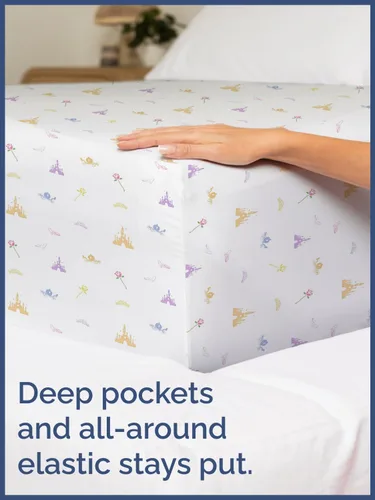 Vista 6 de Sábanas de princesa tamaño Twin para niños, juego de sábanas de princesa de 3 piezas para niños, ropa de cama con temática de castillo, ultrasuave