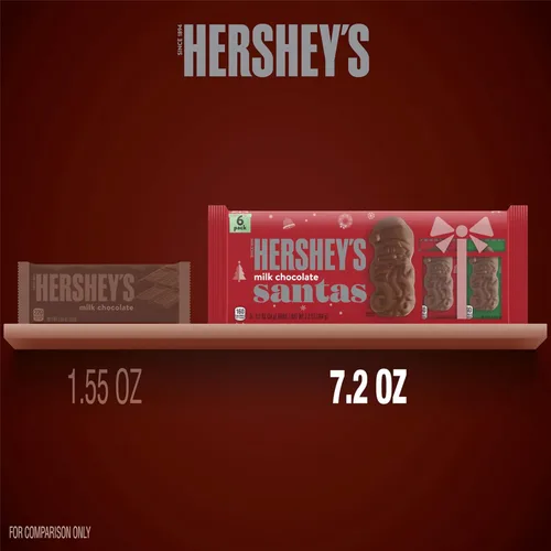 Vista 5 de HERSHEY'S Barra de chocolate, barra de chocolate con leche envuelta individualmente en embalaje navideño de Santa, 1.2 onzas, paquete de 6