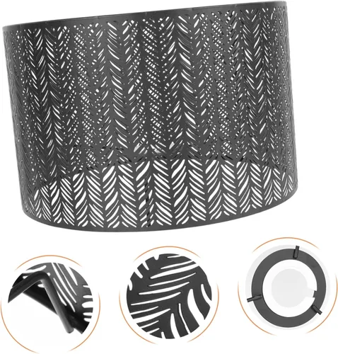 Vista 4 de Beaupretty Pantalla decorativa de la lámpara del tambor: ahueca hacia fuera la pantalla de la lámpara del metal del reemplazo E27/E14Clip