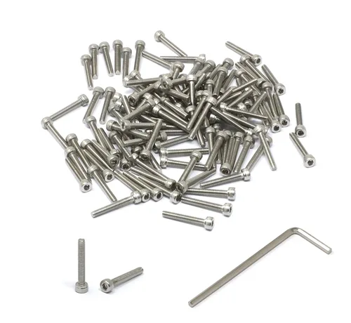 Vista 223 de iexcell Kit de tornillos de cabeza hexagonal de acero inoxidable 304, 100 unidades M2 x 0.157 in, paso de rosca de 0.016 in