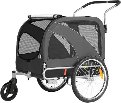 Vista 12 de Sepnine 2 en 1 Remolque de Bicicleta para Mascotas con una Rueda de Carrito de 15 cm Adecuada para Perros Pequeños y Medianos, Capacidad de Carga