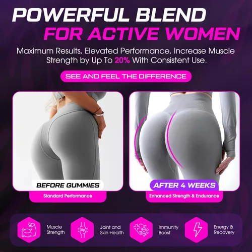 Vista 3 de Creatina para mujeres, 6000 mg de creatina monohidrato gomitas con colágeno