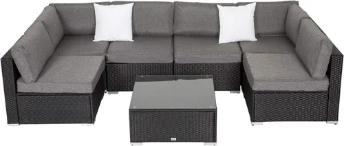 Vista 8 de 7 fundas de repuesto para sofá de mimbre para patio al aire libre, lavables, fundas de repuesto para asiento y respaldo, gris oscuro