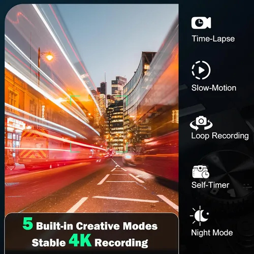 Vista 5 de Cámaras digitales para fotografía con control WiFi y aplicación, cámara de vlogging Ture 4K y 48MP para YouTube, compacta