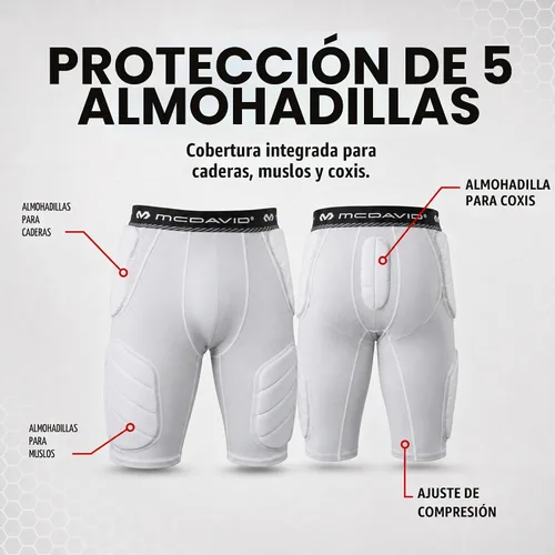 Vista 2 de McDavid Football Girdle for Men - Durable & Breathable 5-Pad Girdle with Hard-Shell Thigh Guards for Padded Support, Ideal for Football & Lacrosse
