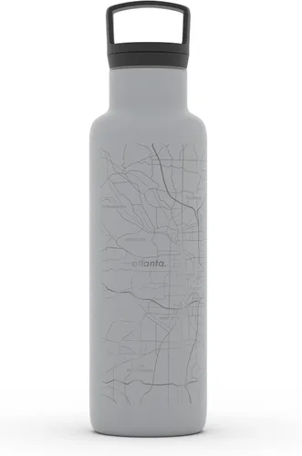 Vista 168 de Well Told Botella de agua aislada con mapa de Washington DC grabado, botella de acero inoxidable grabada (21 onzas, blanco) botella aislada de mapa