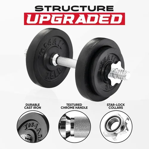 Vista 4 de Yes4All Old School Adjustable Dumbbell Set with Weight Plates, Star Lock Collars/Connector, 40lbs to 200lbs Adjustable Weight Plates Set