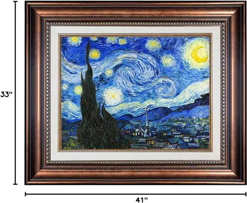 Vista 3 de ELITEAART- La noche estrellada por Vincent Van Gogh, pintura al óleo, reproducción de pintura al óleo, impresión en lienzo giclée, tamaño marcado