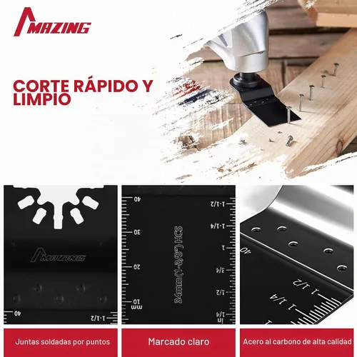 Vista 2 de MAZING 36 hojas de sierra oscilantes, cuchillas multiherramienta, cuchillas multiherramienta de liberación rápida para madera, metal y plástico