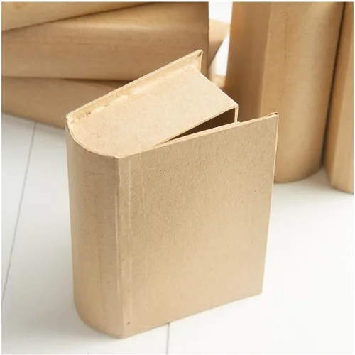Vista 5 de 4 cajas de libros de papel mache: juego de almacenamiento de recuerdos con compartimento secreto de bricolaje 4 libros de papel maché