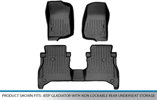 Vista 5 de SMARTLINER Juego de tapetes de piso de ajuste personalizado de 2 filas compatibles con Jeep Gladiator 2020-2025