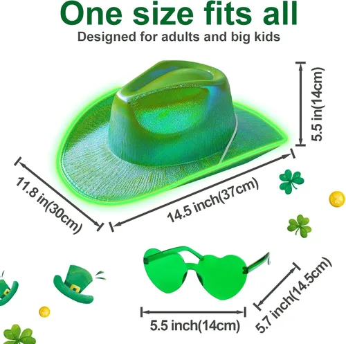 Vista 2 de quescu Sombrero de vaquero iluminado para mujeres, hombres, sombrero de vaquera LED, sombreros de vaquero espaciales brillantes para fiestas