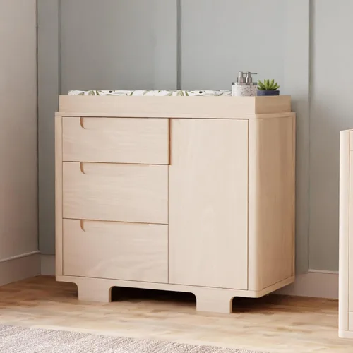 Vista 7 de Babyletto Yuzu - Cómoda para bebé con 3 cajones, certificado GREENGUARD, color natural lavado
