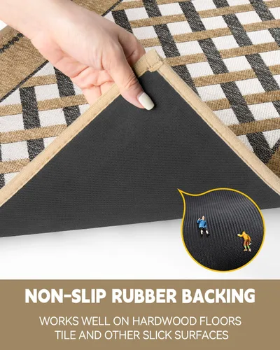 Vista 4 de Hargiis Tapetes antideslizantes para suelo de cocina, lavable a máquina, a cuadros, lavables para una cocina elegante y cómoda