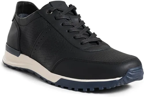 Vista 4 de VELEZ Zapatillas de cuero para hombre - Zapatos de vestir casuales de negocios - Tenis de moda con cordones