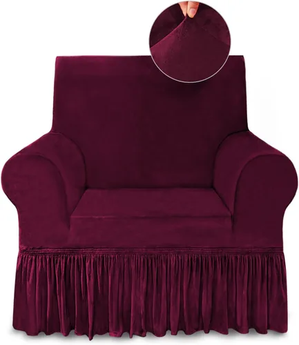 Vista 50 de NICEEC Funda para sofá biplaza, súper suave, 1 pieza, color rojo vino, elástica, universal, de elastano, para sala de estar, fácil ajuste, lavable