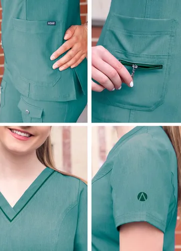 Vista 4 de Adar Pro - Ropa quirúrgica para mujer, con cuello en V elevado