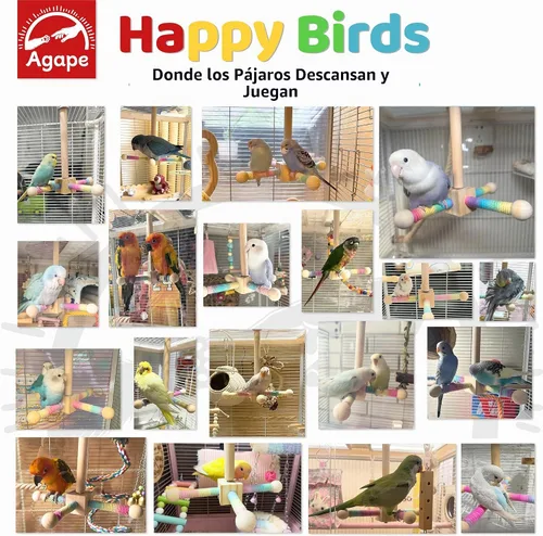 Vista 5 de Juguete de pájaro ágape, juguete giratorio interactivo, perca de madera