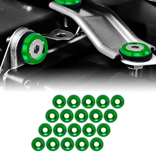 Vista 12 de JDM - Kit de pernos de aluminio para parachoques de parachoques, 20 juegos, M6 x 0.787 in para bahía de motor (negro) 20-set · engine bay dress-up