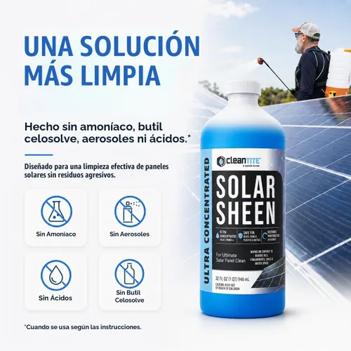 Vista 6 de Limpiador de paneles solares de 32 onzas (hace 4.52 oz) – Solución de limpieza súper concentrada para vidrio, metal, madera y plástico – Elimina