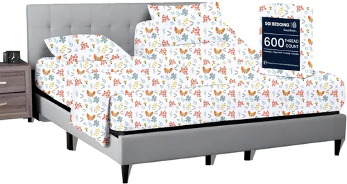 Vista 33 de SGI bedding Sábana Queen de 28 pulgadas con cabecera flexible y parte superior dividida, 100% algodón egipcio - 600 número de hilos, sábanas