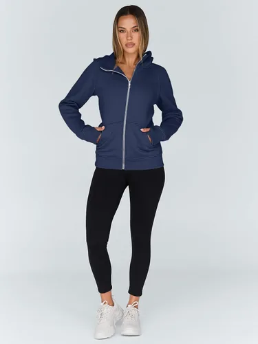 Vista 8 de Trendy Queen Sudaderas con capucha y cremallera para mujer, chaquetas de vellón, talla extragrande, moda de otoño e invierno