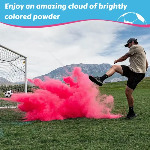 Vista 8 de FIEKEICC Kit de polvo de pelota de fútbol para revelación de género, 1 azul y 1 rosa, ideas locas para revelar el género, kit de pelotas de fútbol