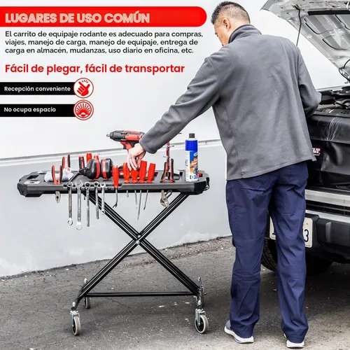 Vista 4 de Powerbuilt Mesa de trabajo ajustable con soportes para herramientas y función de plataforma convertible, multiuso, hogar, garaje, lugar de trabajo