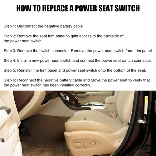Vista 4 de Interruptor de asiento eléctrico delantero izquierdo lado del conductor 8 vías 25974714 se adapta a 2010-2018 Camaro Equinox Malibu Reemplazar
