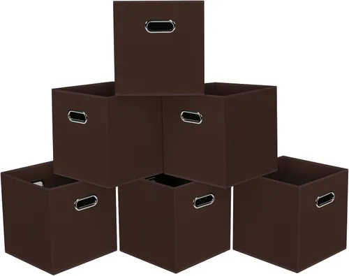 Vista 23 de Cubos de almacenamiento plegables negros, caja de almacenamiento de tela, cestas organizadoras con asas dobles para organizador del hogar (negro)