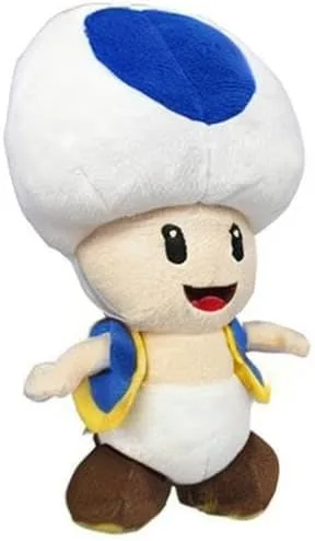 Vista 2 de Little Buddy Super Mario All Star Collection 1588 - Peluche de sapo azul, 7 pulgadas