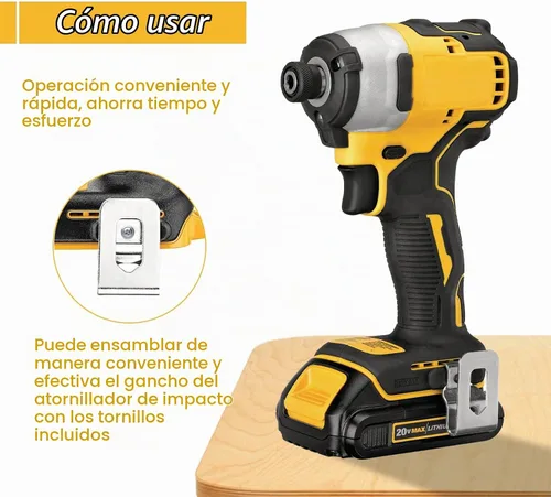 Vista 7 de Juego de 4 clips para cinturón Dewalt 304 para herramientas de taladro de acero inoxidable 304, clips Dewalt, con tornillos para Dewalt N268241