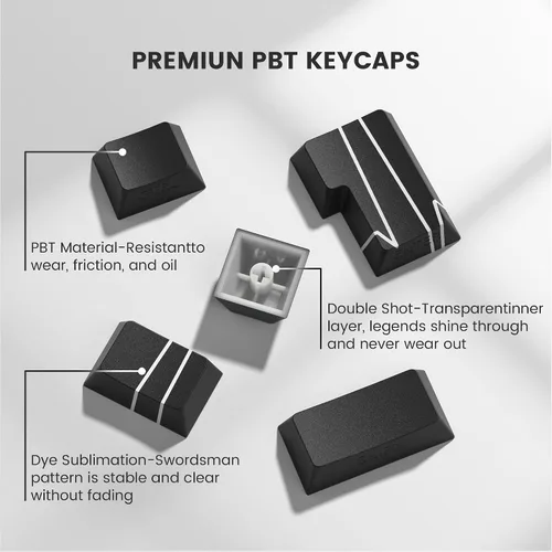 Vista 4 de Cherry Profile Custom Keycaps, juego de PBT con diseño de corazón, 130 piezas, color negro PBT Keycap Set with Dye Sublimation, Side Printed Key
